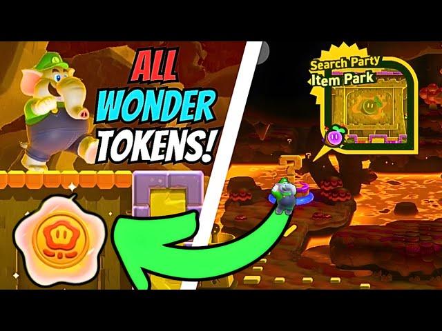 Mario Wonder W6 Deep Magma Bog (ALL Wonder Tokens!) | Search Party Item Park