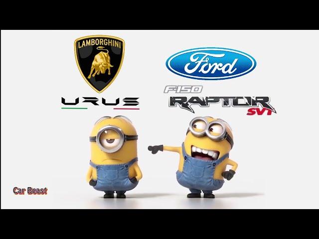 Lamborghini URUS VS Ford Raptor f 150 minions style comparison #tiktok #shorts #lamborghini #ford