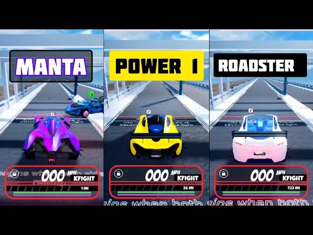 Manta VS Power 1 VS Roadster 2024 New Fastest Acceleration Speed Test in Roblox Jailbreak