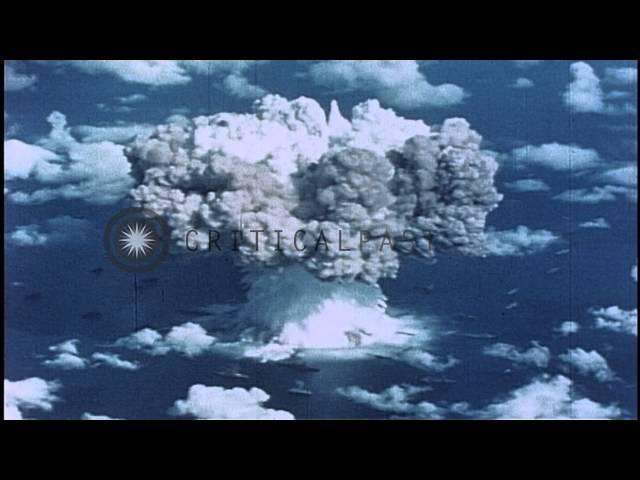 Underwater explosion occurs during nuclear test at Bikini Atoll, Micronesian Isla...HD Stock Footage