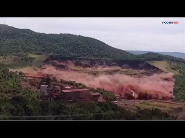 Momento exato do rompimento da barragem em Brumadinho (MG)