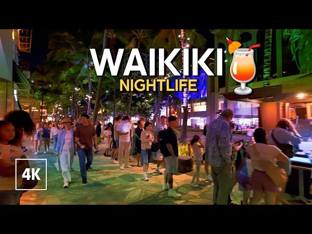 Hawaii Night Walk  Waikiki Beach Nightlife