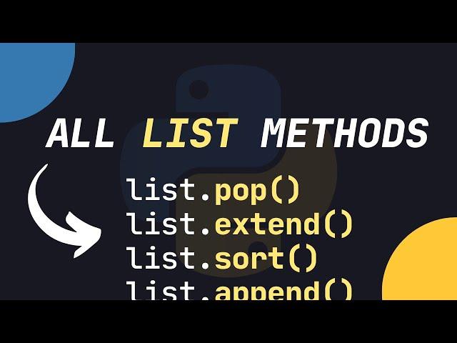 ALL 11 LIST METHODS IN PYTHON EXPLAINED