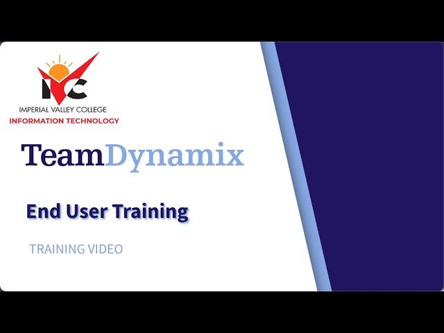 TDX End User Training