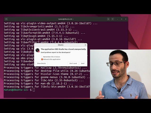 The application OBS Studio has closed unexpectedly (Ubuntu 22.04)