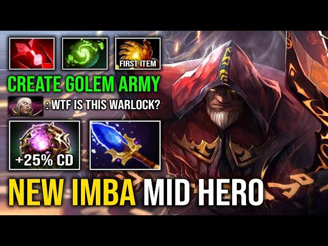 NEW IMBA MID WARLOCK Create Golem Army 100% Slow Upheaval Crazy AOE Fatal Bonds Dota 2