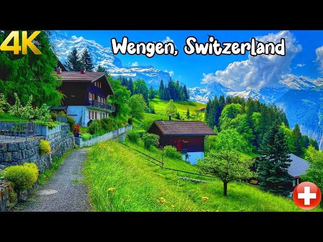 Wengen, Switzerland walking tour 4K - The most beautiful Swiss villages - Charming village