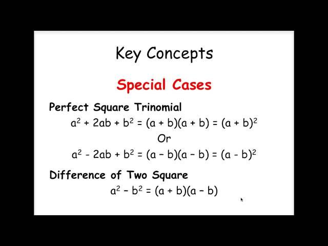 Algebra 2 Factoring Special Cases