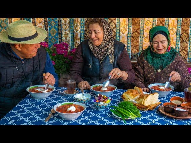 Borscht - Ukrainian Famous Beef Soup with Vegetables.