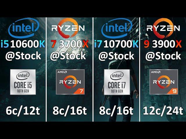 Core i5-10600K vs Ryzen 7 3700X vs Core i7-10700K vs Ryzen 9 3900X-Test in 10 Games 1080p and 1440p