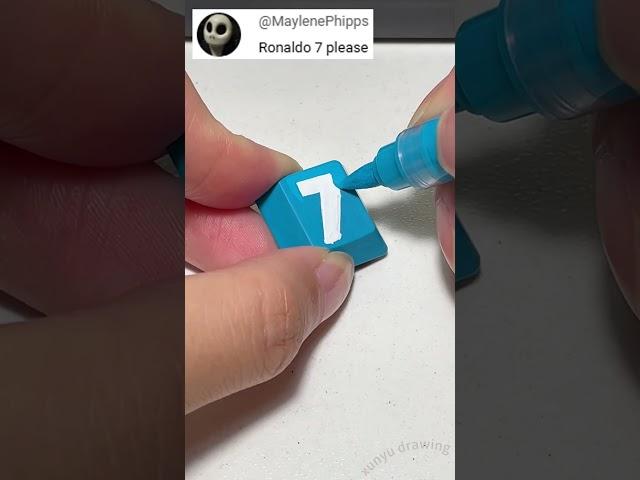 Drawing Cristiano Ronaldo Jersey number 7 on the keyboard #shorts #diy #art #tiktok #customkeys
