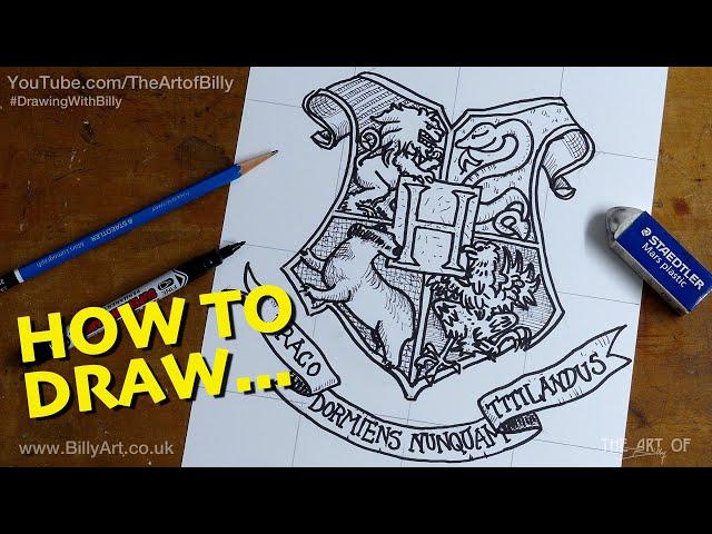 How To Draw Hogwarts School of Witchcraft and Wizardry Coat of Arms from Harry Potter