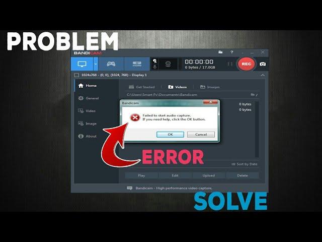 Bandicam Not recorded on your screen Error showed on (Failed to start audio capture) Problem Solve