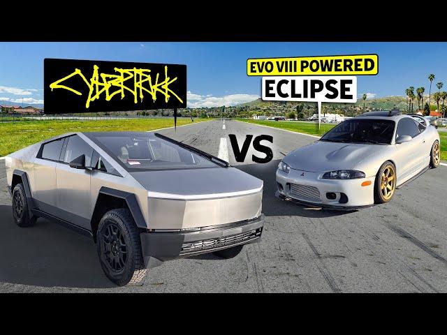 2024 Tesla Cybertruck vs AWD Mitsubishi Eclipse "GSX", Street-style No Prep Drag Race