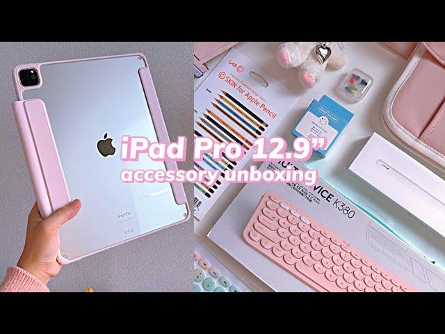 m2 iPad pro 12.9" accessories unboxing 🩷 apple pencil skin, case & more