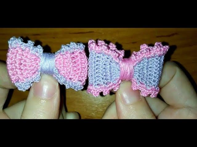 Бантик для салфетки "Собака с сердцем" (крючком) / Crochet bow for doily tutorial. Dog and Heart