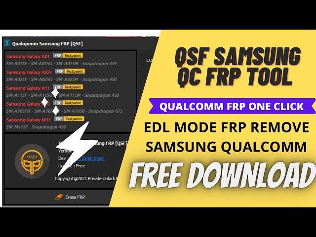 Samsung Qualcomm FRP Tool | QSF Tool | A11, A01, M11, A70 Unlock Tool One Click