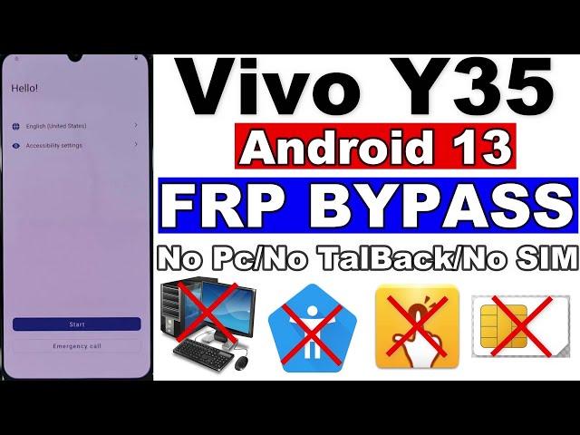 Vivo Y35 FRP Bypass Android 13 | Vivo Y35 Google Account Lock Bypass TalBack Not Working Without Pc