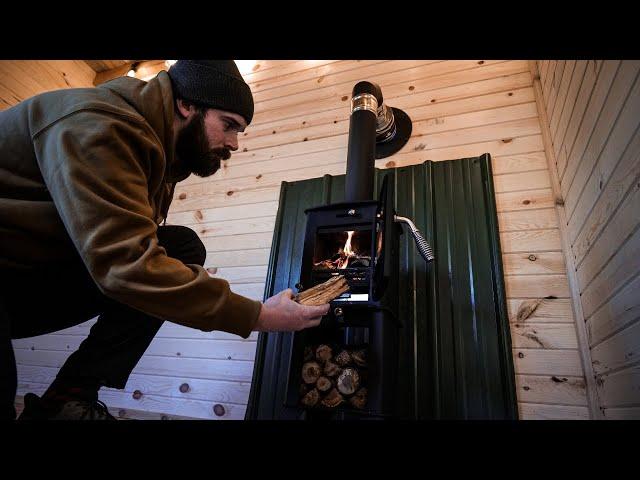 Warm & Cozy Wood Burning Stove Install At The Tiny Cabin | Start To Finish | Dwarf Stove