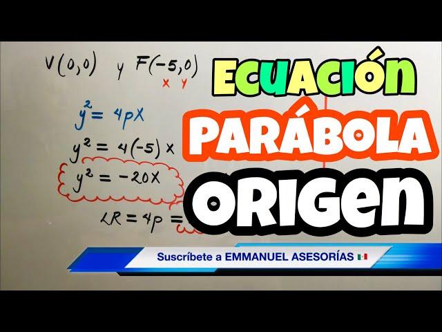 PARABOLA CON VERTICE EN EL ORIGEN | Obtener los Elementos y Ecuación