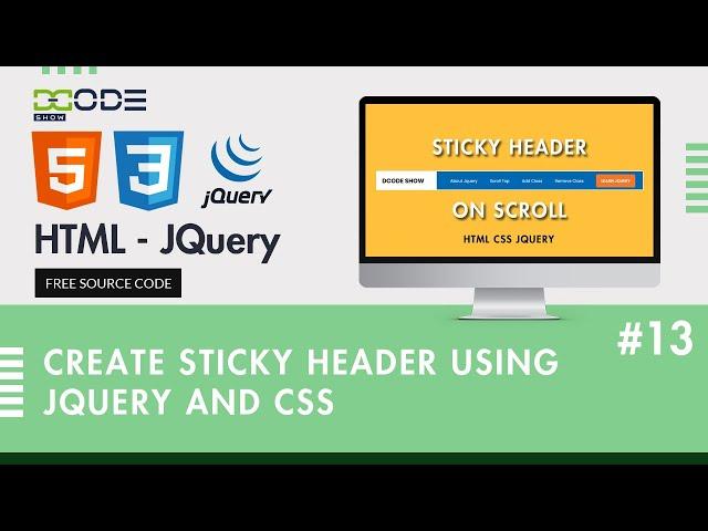 Create Sticky Header Using jQuery And CSS | Animated Sticky Header Jquery | Sticky Header