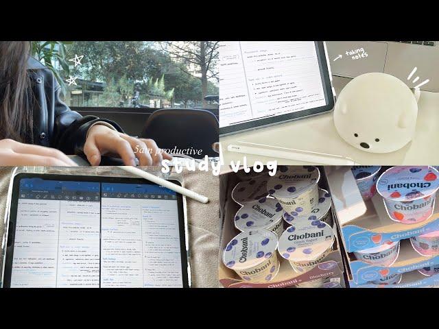 study vlog waking up at 5am, lots of studying, note taking, kimchi fried rice & more