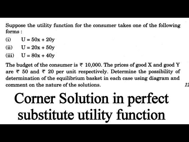 corner solutions in perfect substitute utility functions