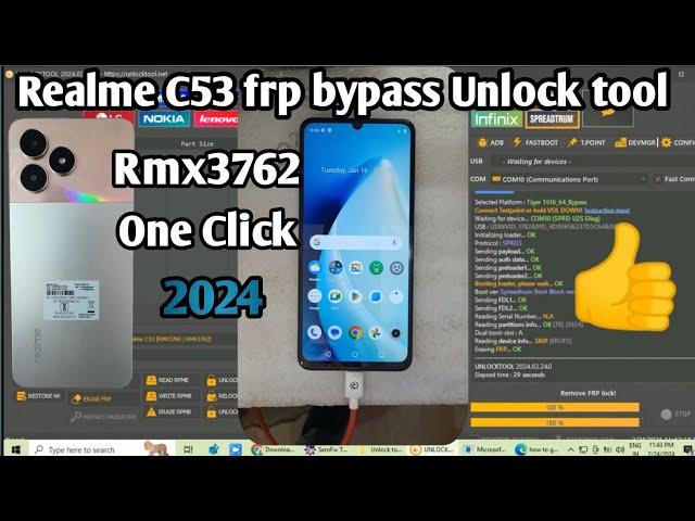 Realme c53 (Rmx3762) frp bypass unlock tool google account remove 