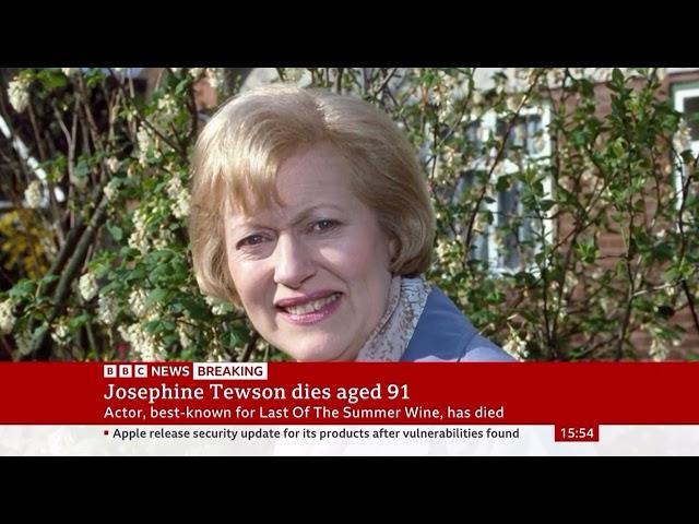 Josephine Tewson dies - BBC Breaking News (19 August 2022)