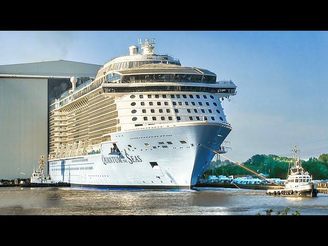 Ship Launch of cruise ship Quantum of the Seas | Float Out at Shipyard