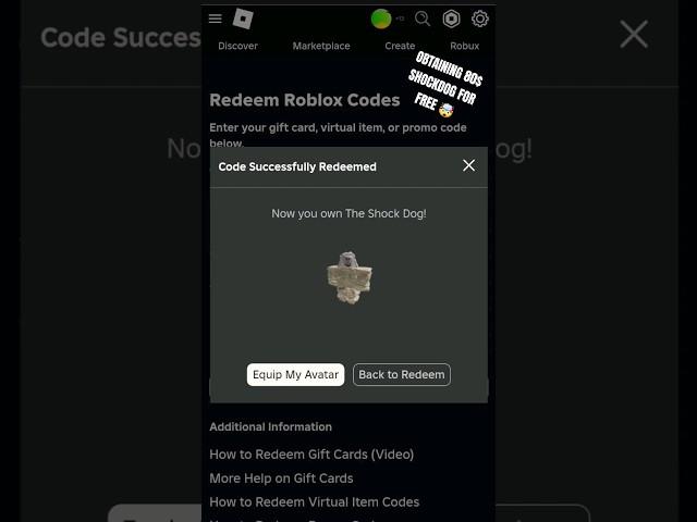 OBTAINING THE SHOCK DOG  (ROBLOX FREE ITEM)