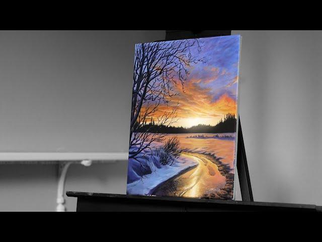 Painting a Snowy Winter Landscape with Acrylics - Paint with Ryan