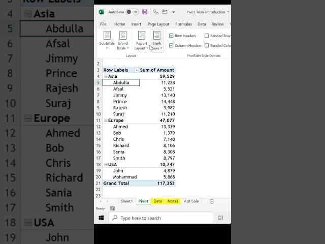 Separate pivot table columns #excel