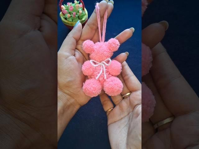 Teddy Bear Keychain Making With Wool| 🫰️ #shorts #diy #keychain #teddybear #craft