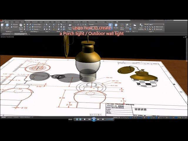 Learn how to create a Wall Lamp/Porch Light in Autocad