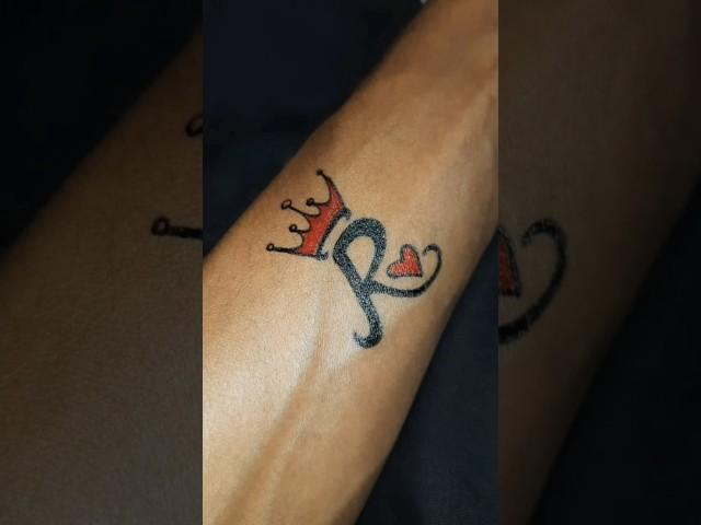R letter cute tattoo for arms with pen!! r letter #tattoo #youtubetattoo #shorts