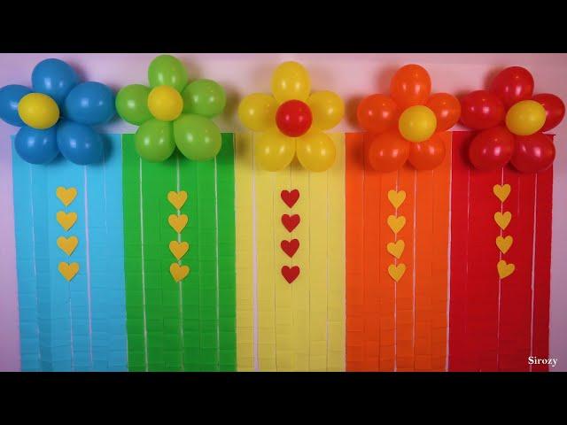 Rainbow Party Ideas | Flower Balloon Decoration Ideas | Birthday Decoration Ideas At Home