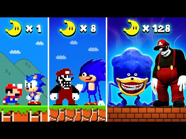 Super Mario Bros. but Every Moon Makes Tiny Mario & Tiny SHIN SONIC MORE Realistic