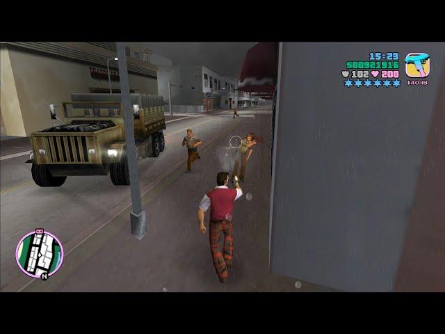 GTA Vice City Epic 6 Stars Wanted Level Police Shootout + Escape