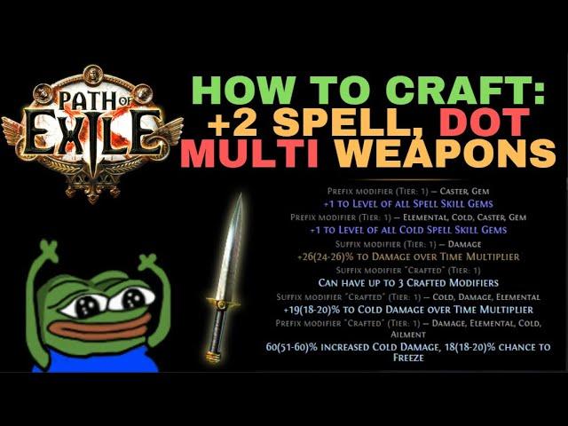 Crafting +2 Spell, 46% DoT Multiplier Weapons for RF or Cold Dot [Path of Exile 3.20 Sunctum]