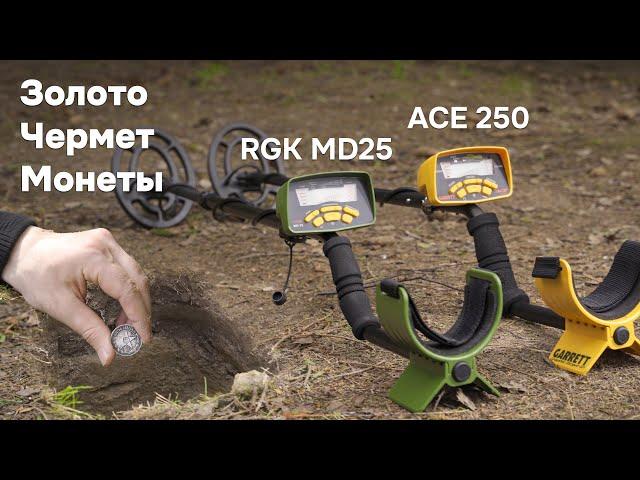 RGK MD-25 vs Garrett ACE 250 - обзор и сравнение металлоискателей, тест глубины