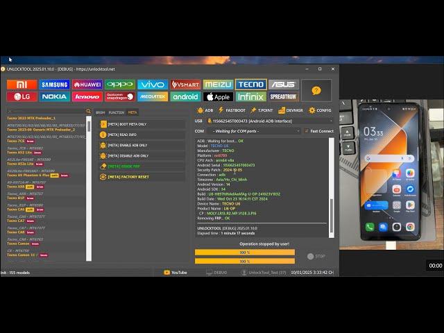 Reset FRP TECNO/INFNIX/ITEL All cpus MediaTek New Sec Auth Free Meta Mode Enable ADB With UnlockTool