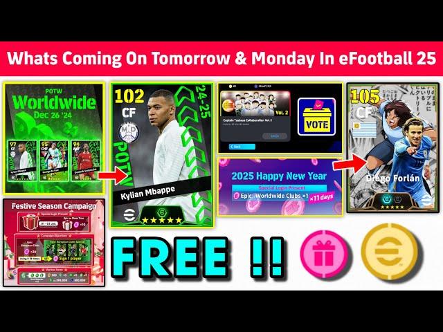 What Is Coming On Tomorrow & Next Monday In eFootball 2025 Mobile !! Upcoming Potw & Free Coins 