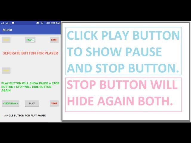 Simple Music Player in Android Studio 2.3.3 working | Single button for play pause in player | Mix