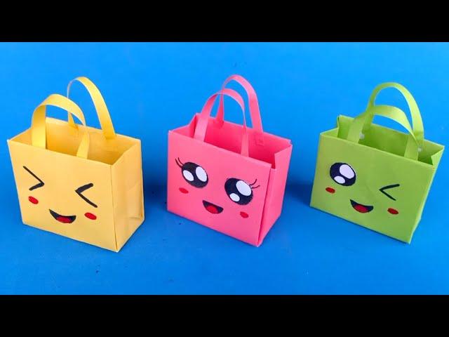 Origami Paper Bag | How To Make Paper Bags with Handles | Origami Gift Bags | school hacks