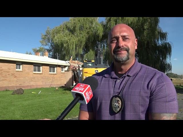 Rexburg Police Lt. Ray Hermosillo reacts to Daybell home demolition