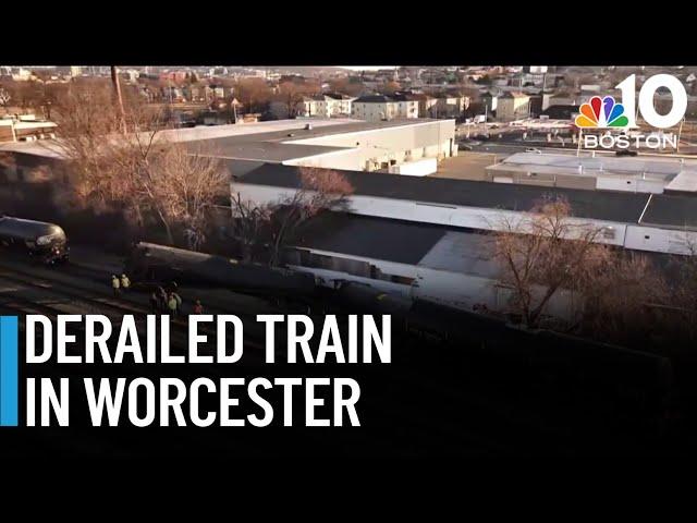 Efforts to remove derailed fuel train in Worcester