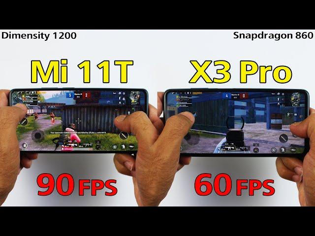 Xiaomi Mi 11T vs Poco X3 Pro PUBG TEST - Dimensity 1200 vs Snapdragon 860 | PUBG 90 FPS vs 60 FPS