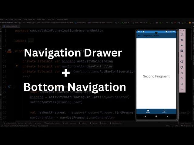 Bottom Navigation And Navigation Drawer view in android studio || Kotlin #androidstudio #programming