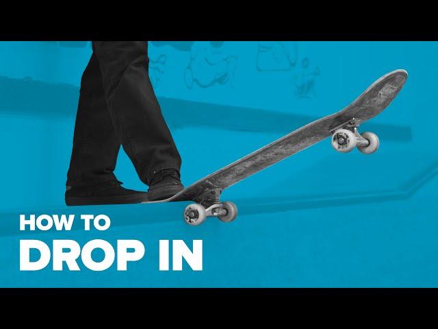 Как съехать с рампы на скейте. Трюки на скейте для начинающих. How to Drop in on skateboard.